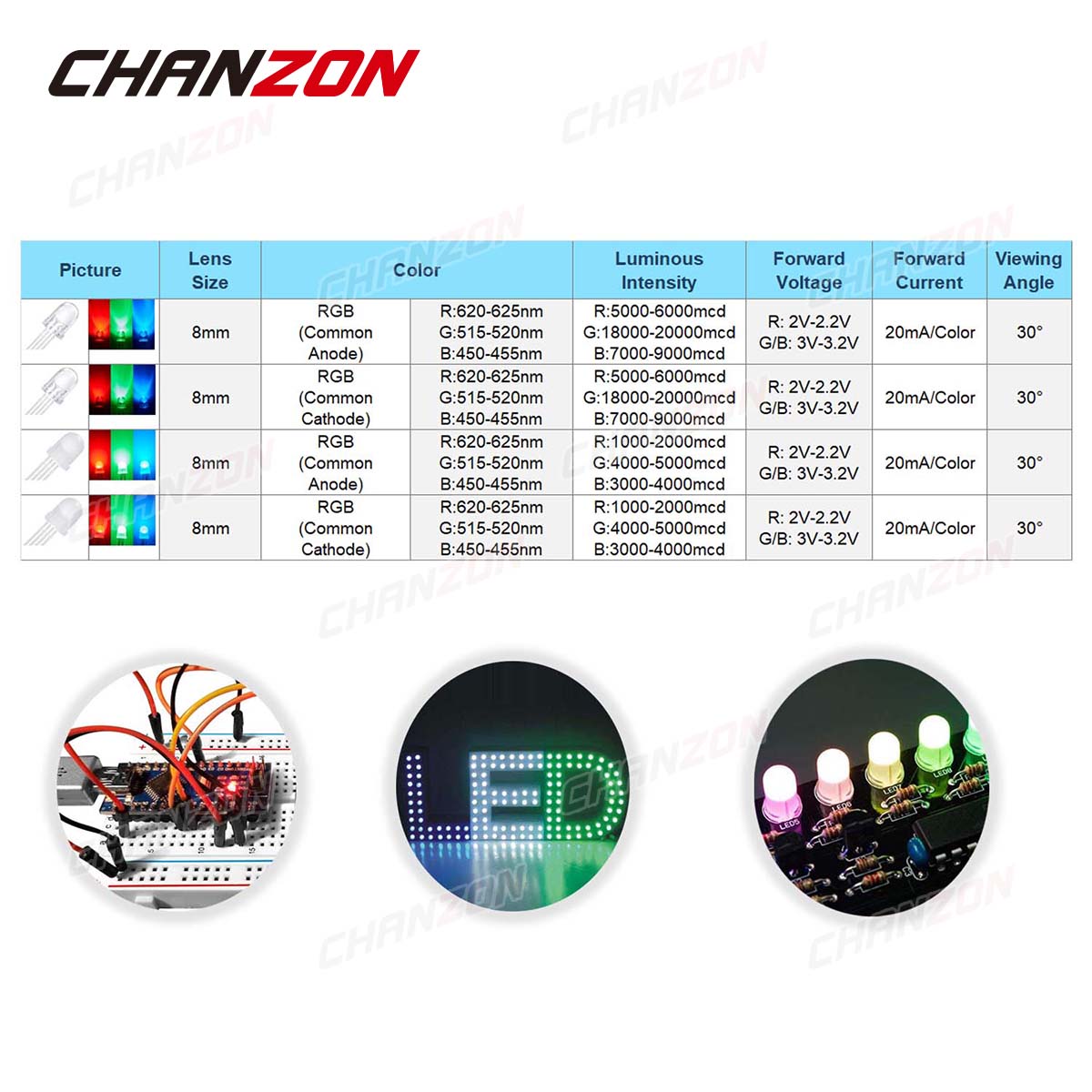 50pcs 8mm RGB LED Emitting Dio - Science And Hobby review and price